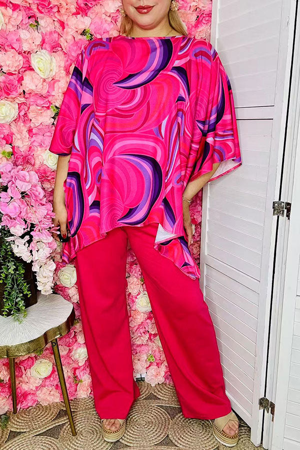 Women's sets wholesale Fuchsia prints top & pant 2pc clothing sets GJQ16034 FS2