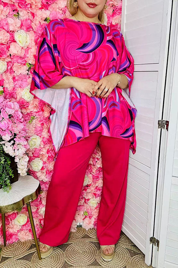 Women's sets wholesale Fuchsia prints top & pant 2pc clothing sets GJQ16034 FS2