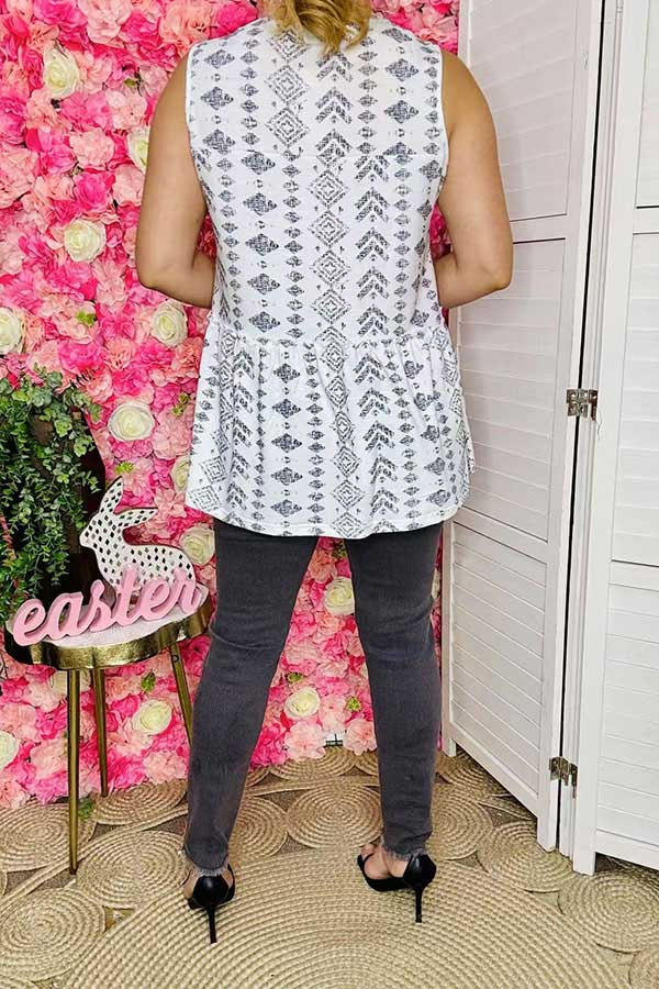 Women's top suppliers Aztec printed & sleeveless & strings GJQ14967 (CS8